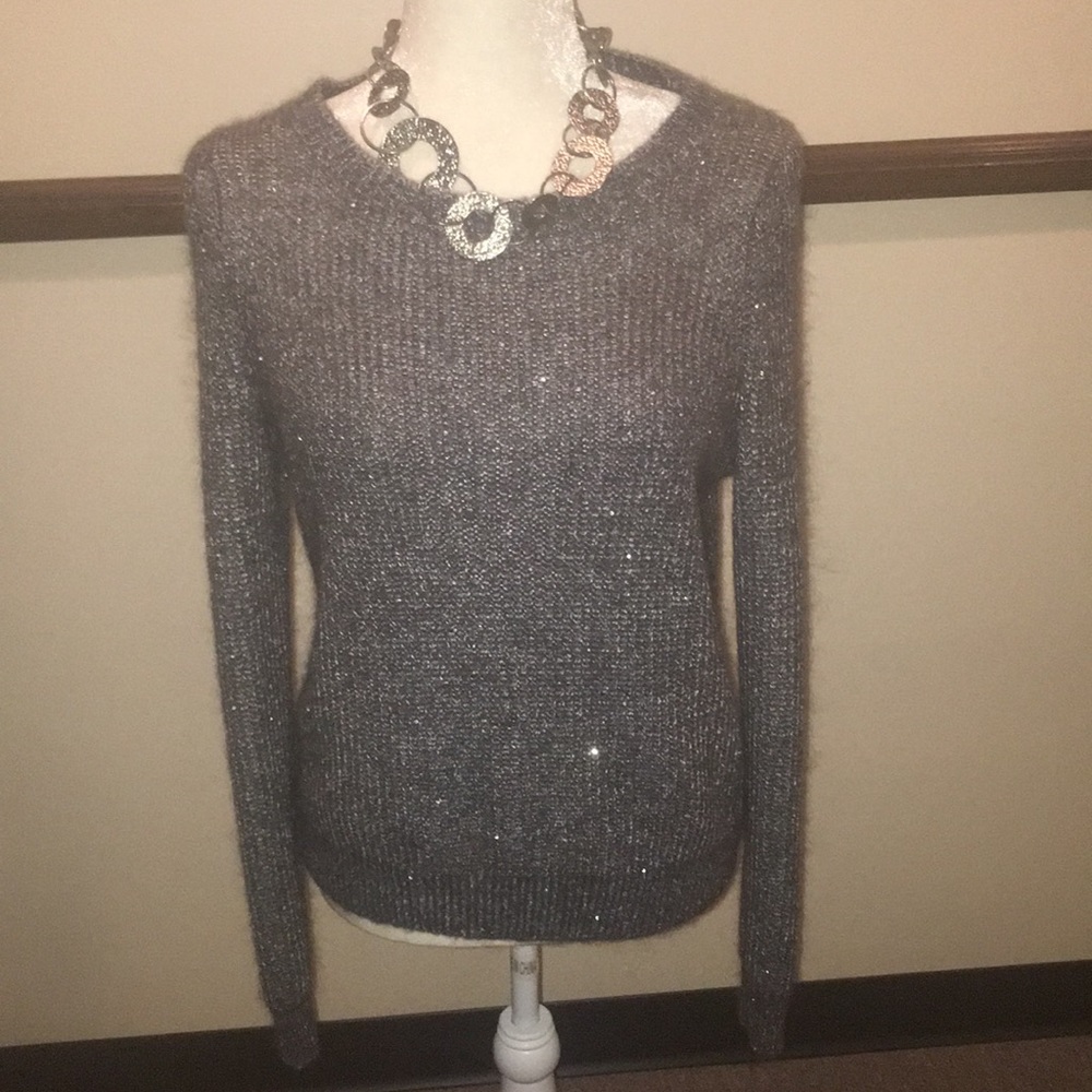 Ann Taylor Gray & Silver Sweater